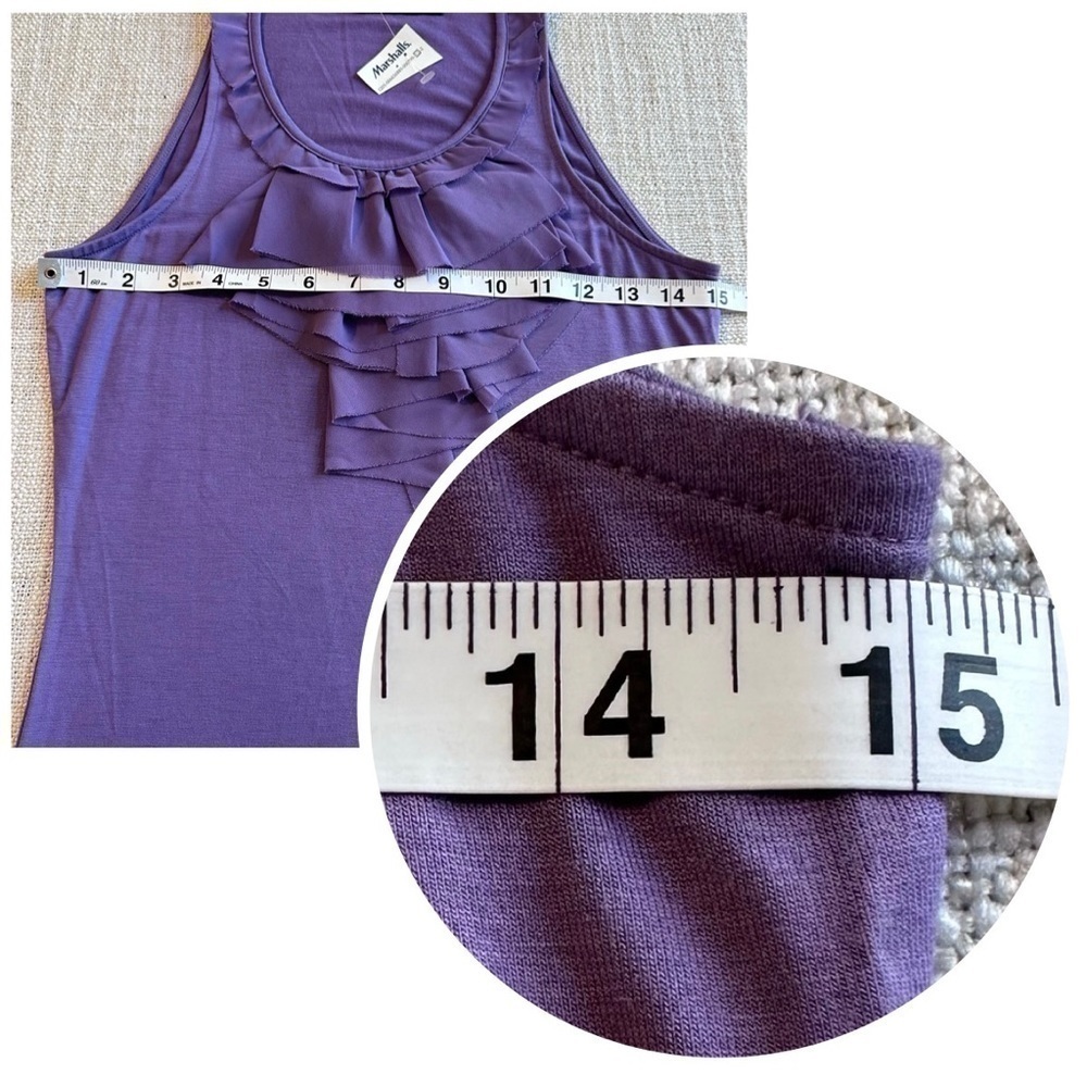 New THE LIMITED Purple Ruffle Sleeveless Tank Top Blouse Suit Shell Women’s XS - Picture 9 of 11